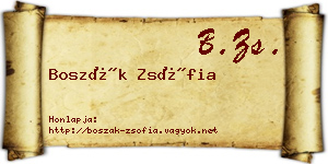Boszák Zsófia névjegykártya